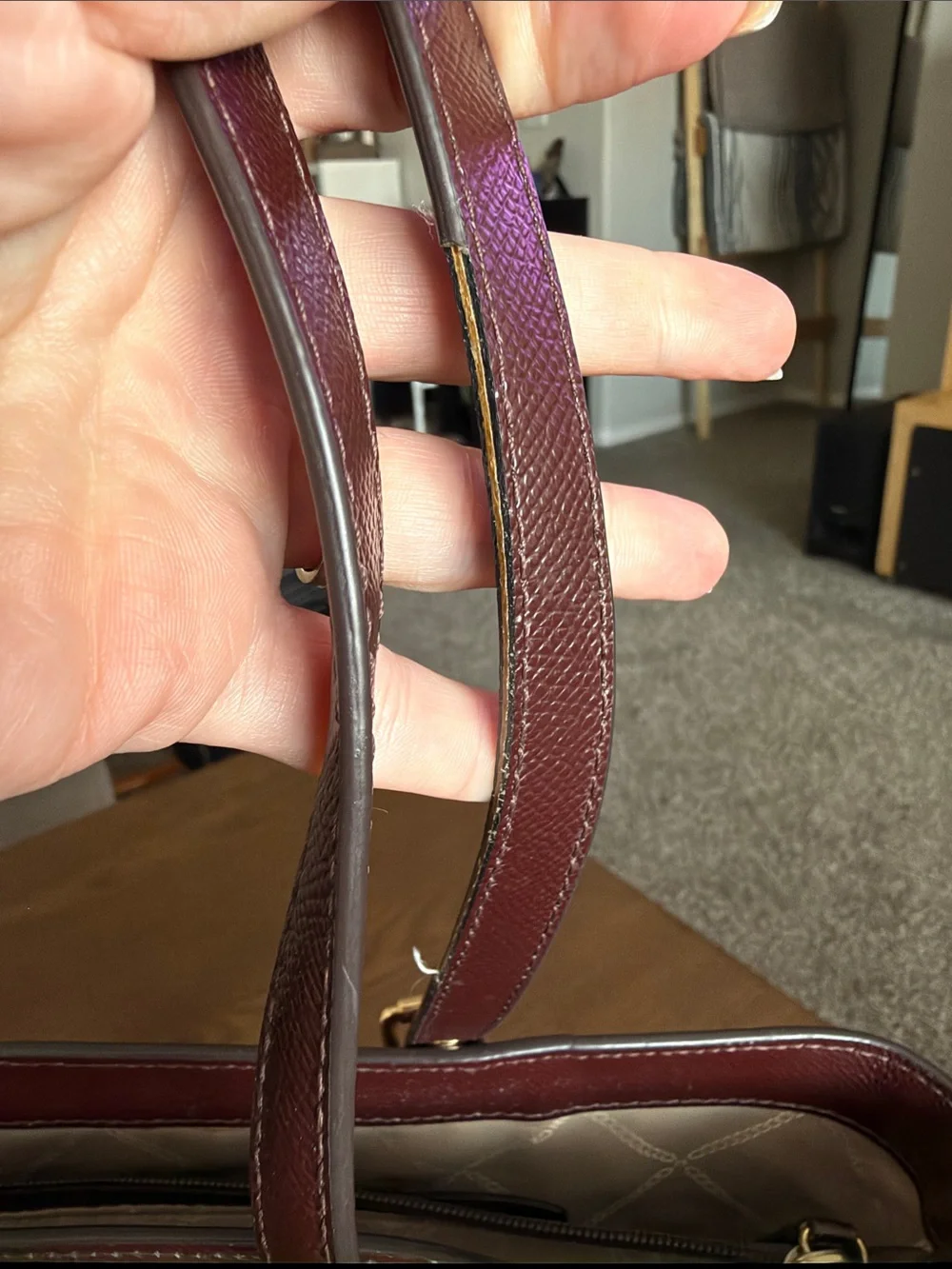 Michael Kors Maroon Saffiano Leather Tote with Gold Hardware
